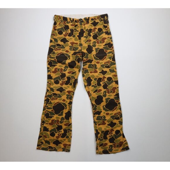 Vtg 60s 70s Streetwear Mens Medium Faded Frogskin Camouflage Wide Leg Pants USA - Picture 1 of 16
